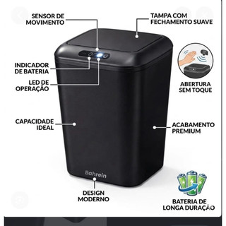 Lixeira Sensor Automática Inteligente de Banheiro Cozinha Escritório Capacidade 16 Litros
