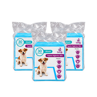 Kit 3 Tapete Higiênico para Cachorro Pet 50x60cm 90un Cães Barreira Colante Rápida Absorção Slim