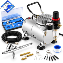 Compressor para Aerógrafo Bivolt - Bomba de Pintura Profissional com Kit de Limpeza Incluso