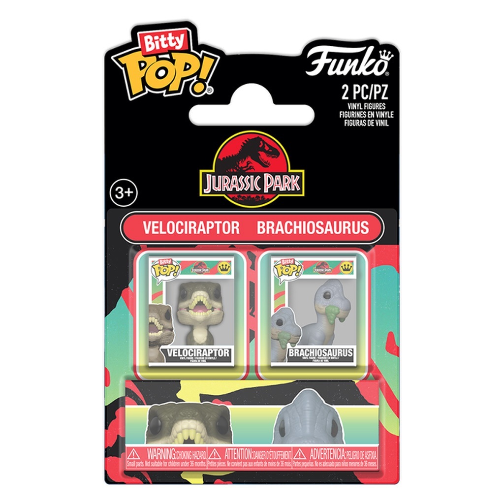 FUNKO BITTY POP JURASSIC PARK - VELOCIRAPTOR & BRACHIOSAURUS 2-PACK (94199) NOVO ORIGINAL