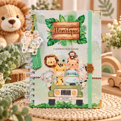 Caderneta de Vacinação Personalizada Menino Safari Baby Com nome Capa Dura