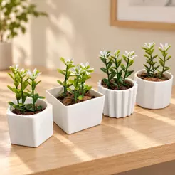 Kit 4 Mini Vasinhos Com Planta Artificiais Decoração De Casas Escritórios