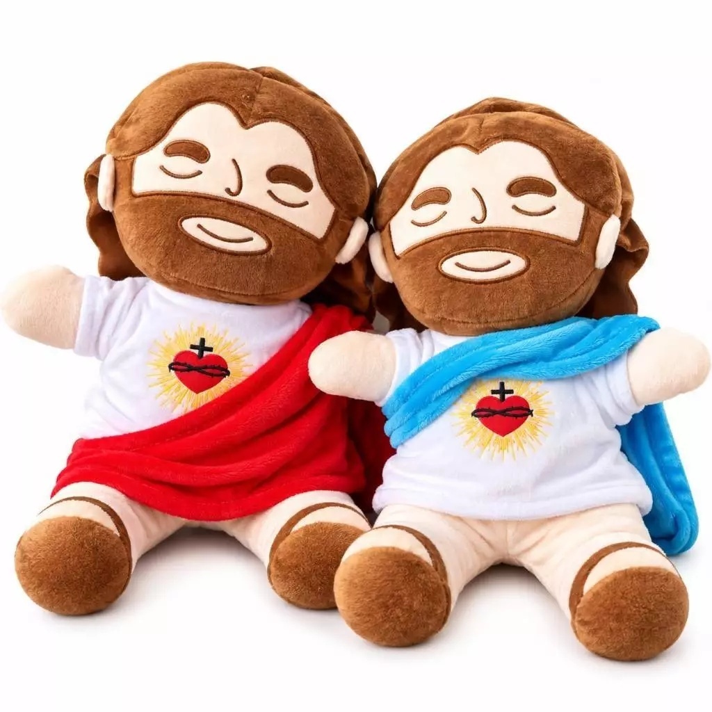 Brinquedo De Jesus Boneco Pelucia Brilha Toca Musica E Respira 38cm Boneco Para Criança Dormir