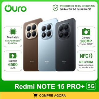 Xiaomi Redmi Note 15 PRO+ 5G, Versão Global, Câmera 200MP, Bateria 6500mAh, Processador Snapdragon 7s Gen 4
