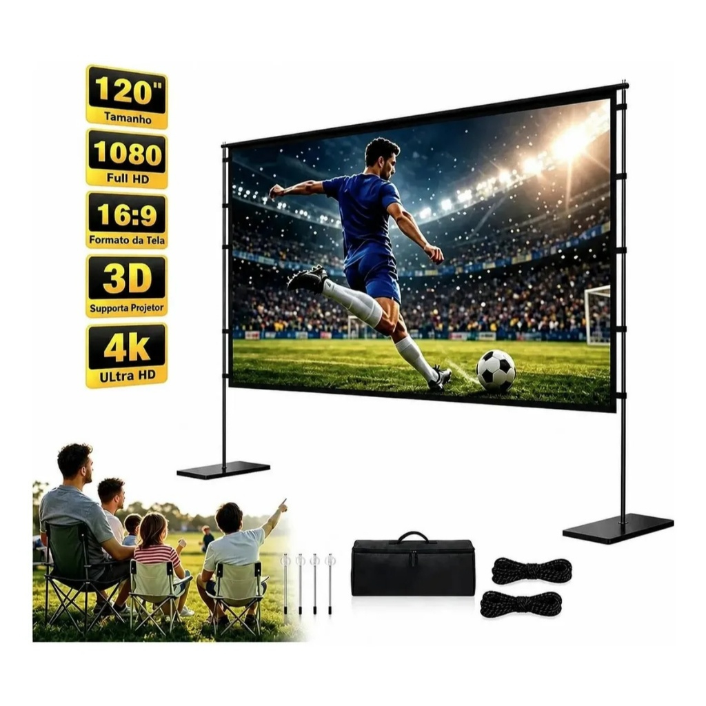 Tela De Projeção 120 Polegadas Portátil Hd 4k Com Tripe do Projetor de 4K HD Traseira Filmes para com Tripé Ajustável Da