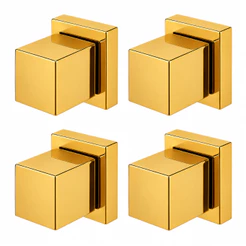 Kit de 4 Acabamentos para Registro Quadrado 1/2 3/4 Metal no Dourado Resistente