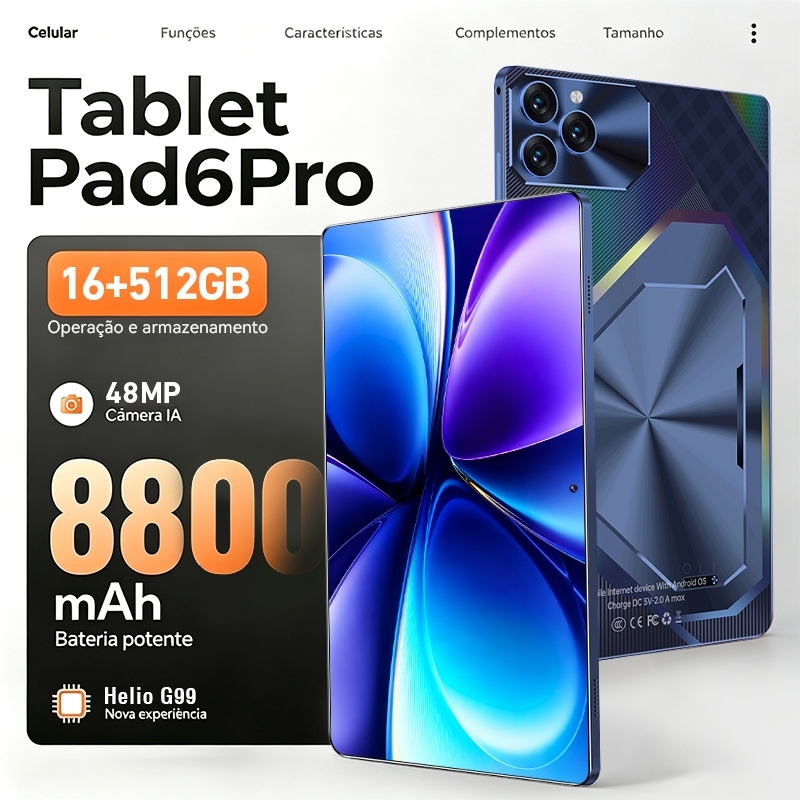 Tablet Pad6 Pro 11.6" Display Android 15 16GB+512GB 8800mAh Battery 24MP 48MP Camera Free Protective Case