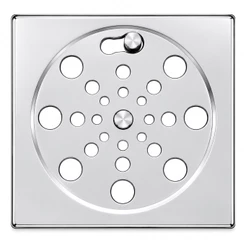 Kit Completo Ralo Abre e Fecha em Aço Inox Cromado 10cm X 10cm e Porta Grelha Áreas Externas e Internas