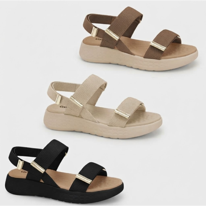 Sandália Feminina Comfortflex Casual Leve Velcro Plataforma Confortável
