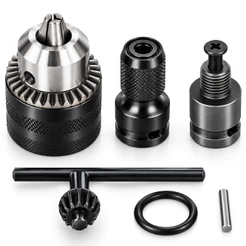 Kit6 Mandril com Chave + Haste Soquete Adaptador Quadrado Chave De Impacto 1/2Pol Bits 1/4 Engate Rápido Parafusadeira