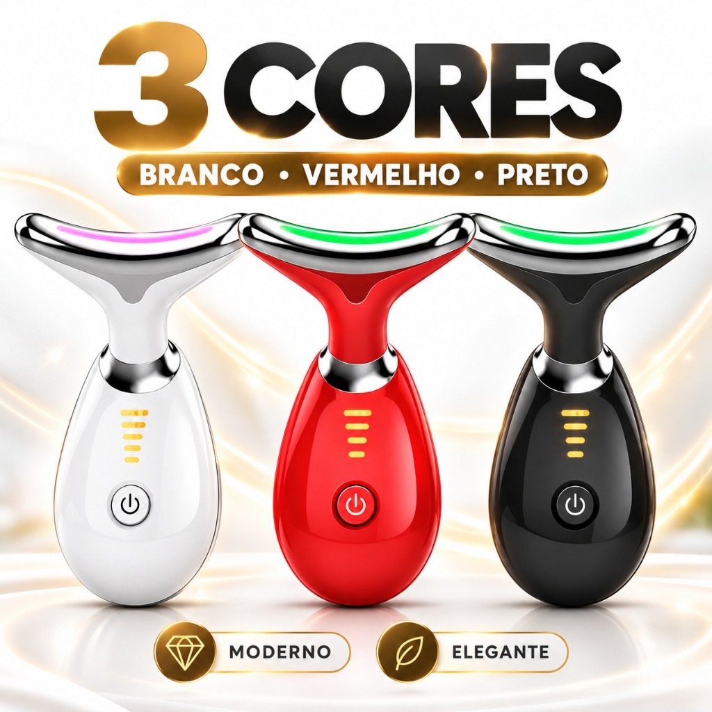 Massageador Facial E Pescoço Led Ems Antienvelhecimento Golfinho.