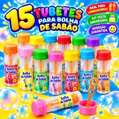 15 Bolha de Sabão sem Liquido Brinquedo Infantil Para Kit Festa Lembrancinha Aniversario Prenda