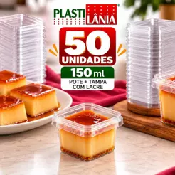 (KIT 50UN) Pote 150ml Descartàvel C/ Lacre Quadrado Plastilânia C/50un