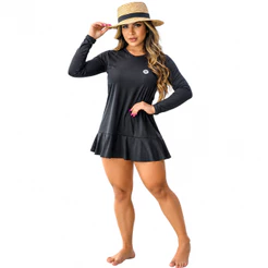 Saída De Praia Com Proteção Solar Vestido Uv50 Térmica Verão