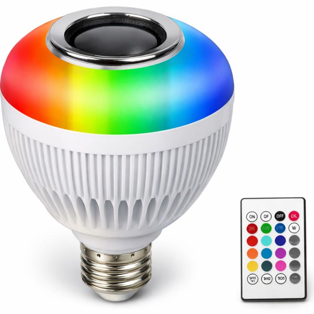Lâmpada LED Rgb Bluetooth Caixa de Som Controle Remoto | Luz Colorida Musical E27 Decorativa Quarto Gamer Festa