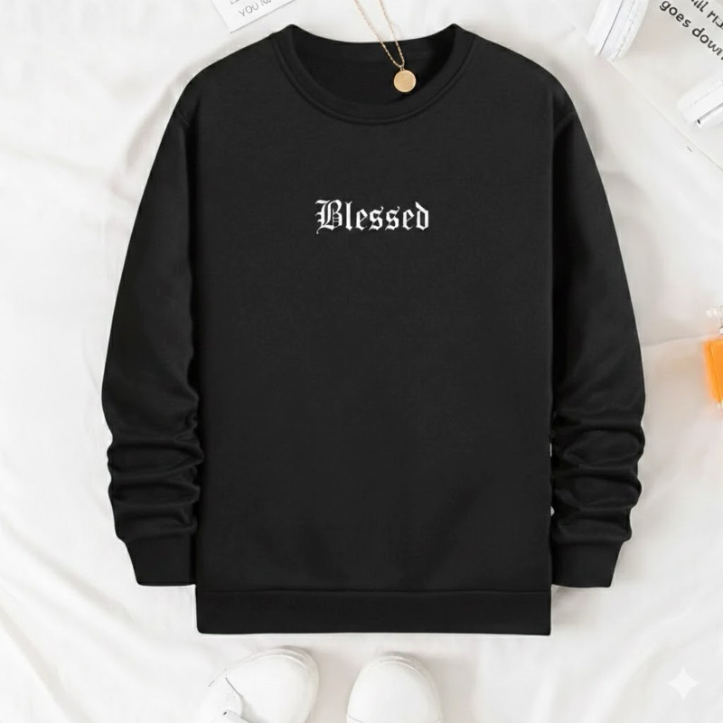 Martins Store Wear Moletom Careca Casual Confortavel Ideal Para O Inverno Estampado Blessed