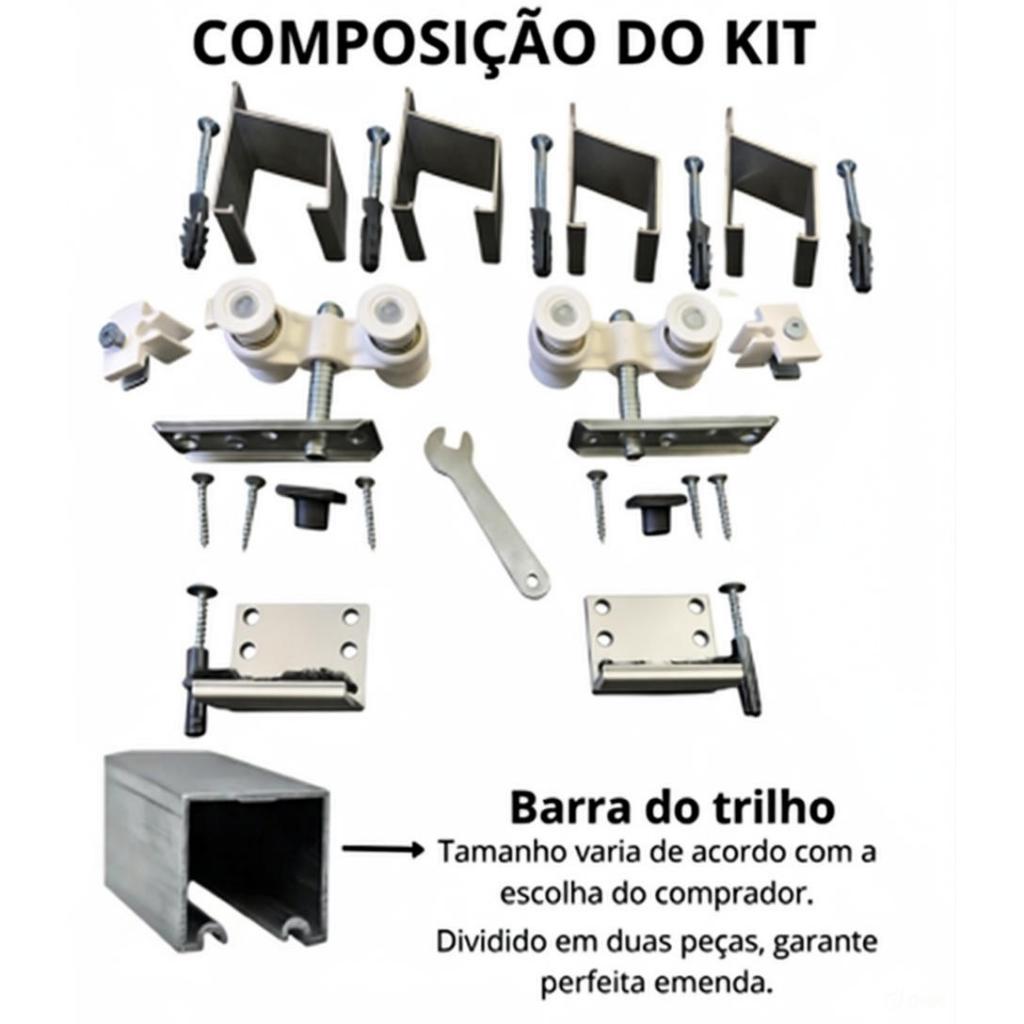 Kit p/ porta de correr em Alumínio 1,20MT,1,4MT, 1,5MT ,1,6MT, 1,8MT, 2,0MT,2,4MT aluminio natural — imagem 2 de 2