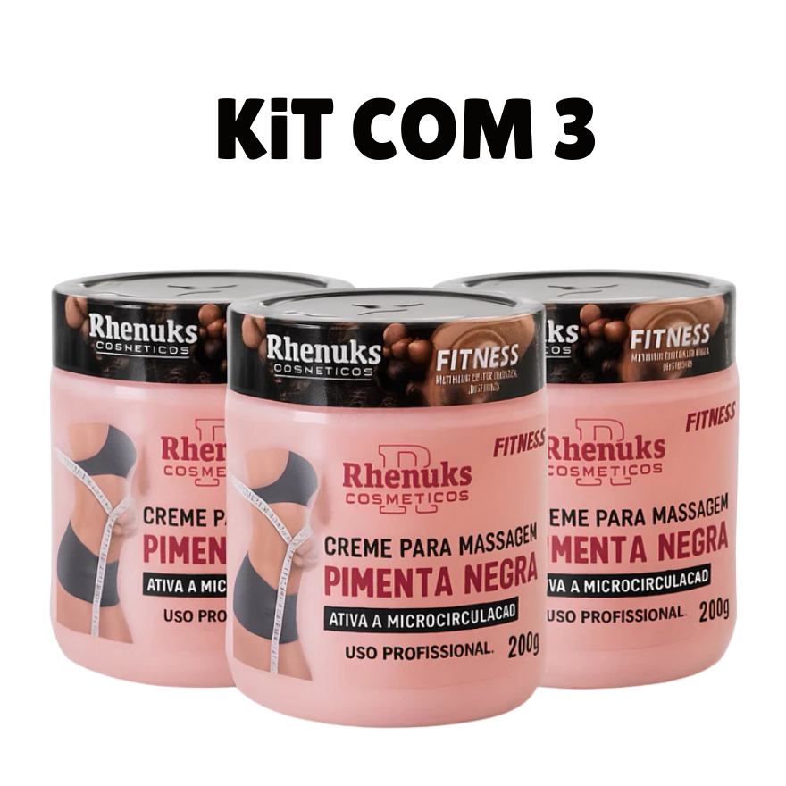 Kit 3 Gel Creme Pimenta Negra - Redutor de Medidas
