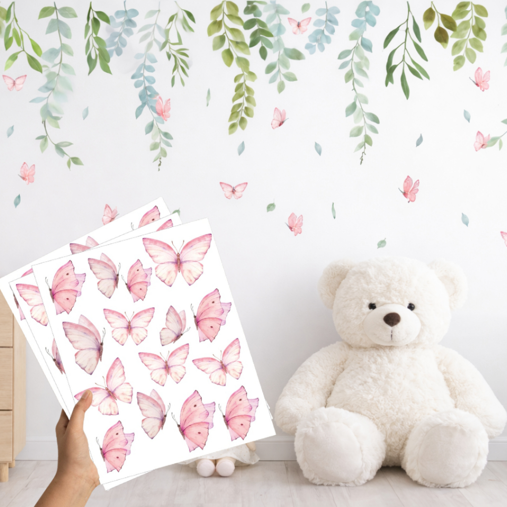 Adesivo Para Parede Folhagens, Galhos, Floral, Quarto Menina, Adesivo Transparente Jardim Encantado