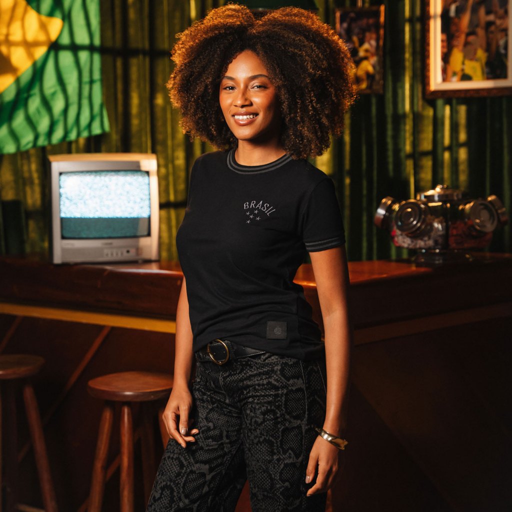 Camisa Brasil All Black Feminina Oficial em Oferta na Shopee