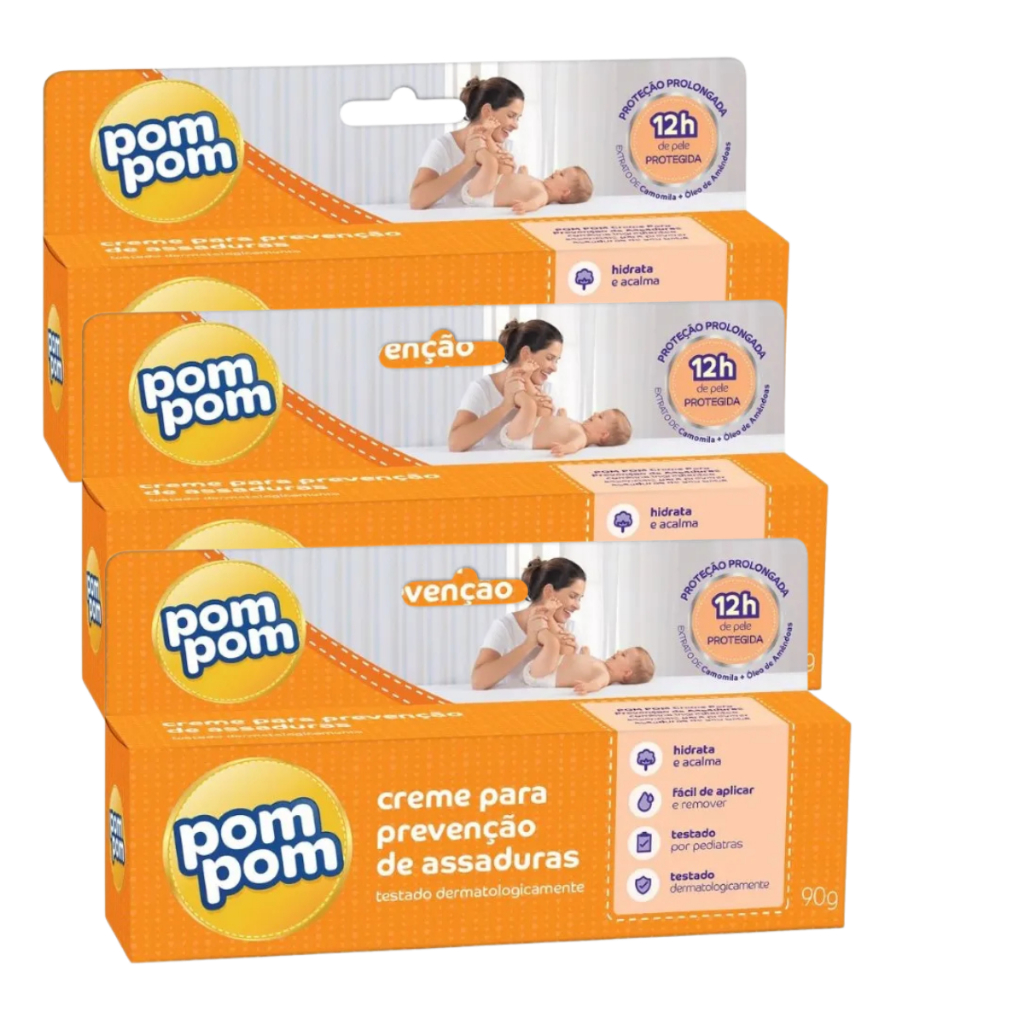Kit 3 Pomadas Pom Pom Bisnaga 90g