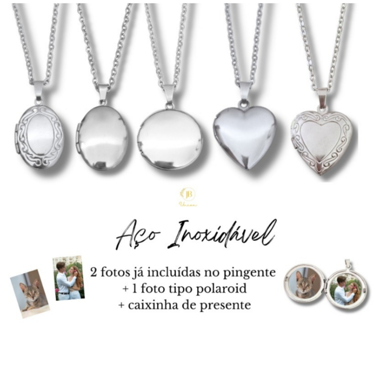 Colar Relicário para Fotos Personalizado Aço Inoxidável Hipoalergênico em Oferta na Shopee