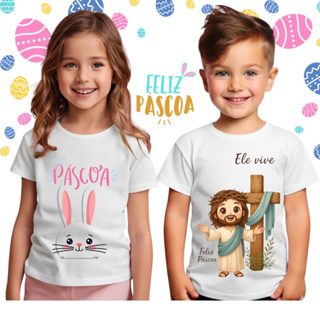 Camiseta Camisa T-shirt Blusa Unissex Infantil Páscoa em Oferta na Shopee