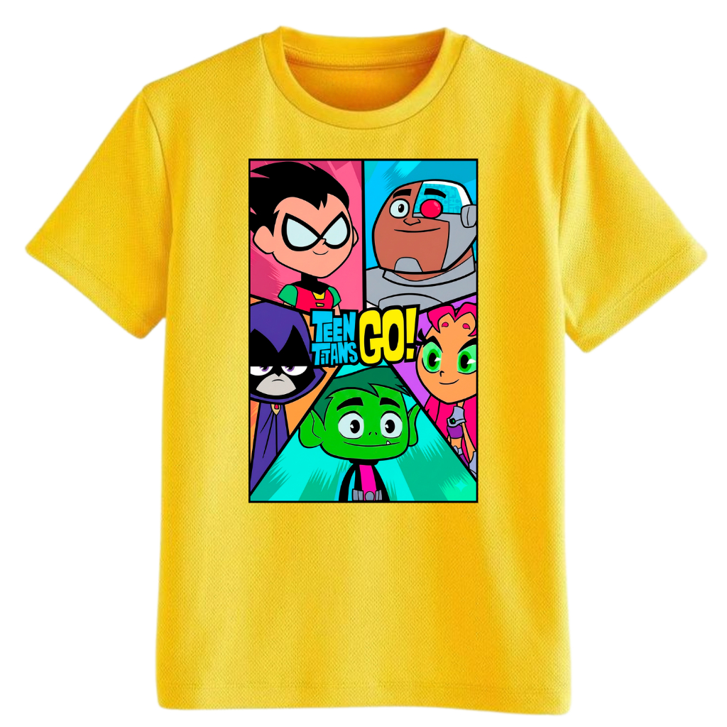 Camiseta Jovens Titãs Titans Go Robin Estelar Ciborgue Ravena Mutano Estampada Infantil