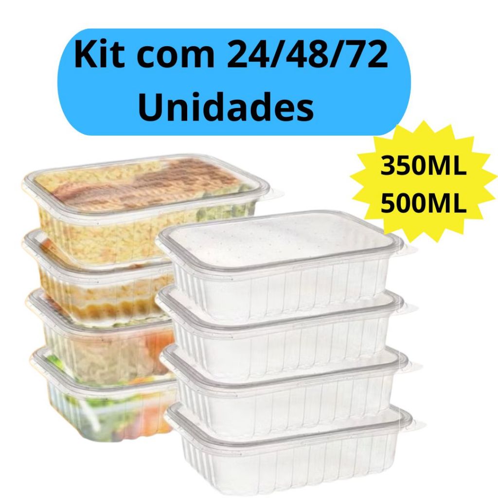 Imagem Kit 24 Unidades Pote Marmita Freezer Microondas Fitness Comida Congelada Marmitex Organizador