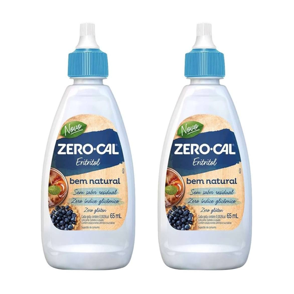 Kit C/2 Adoçante Zero-Cal Eritritol Líquido 65ml