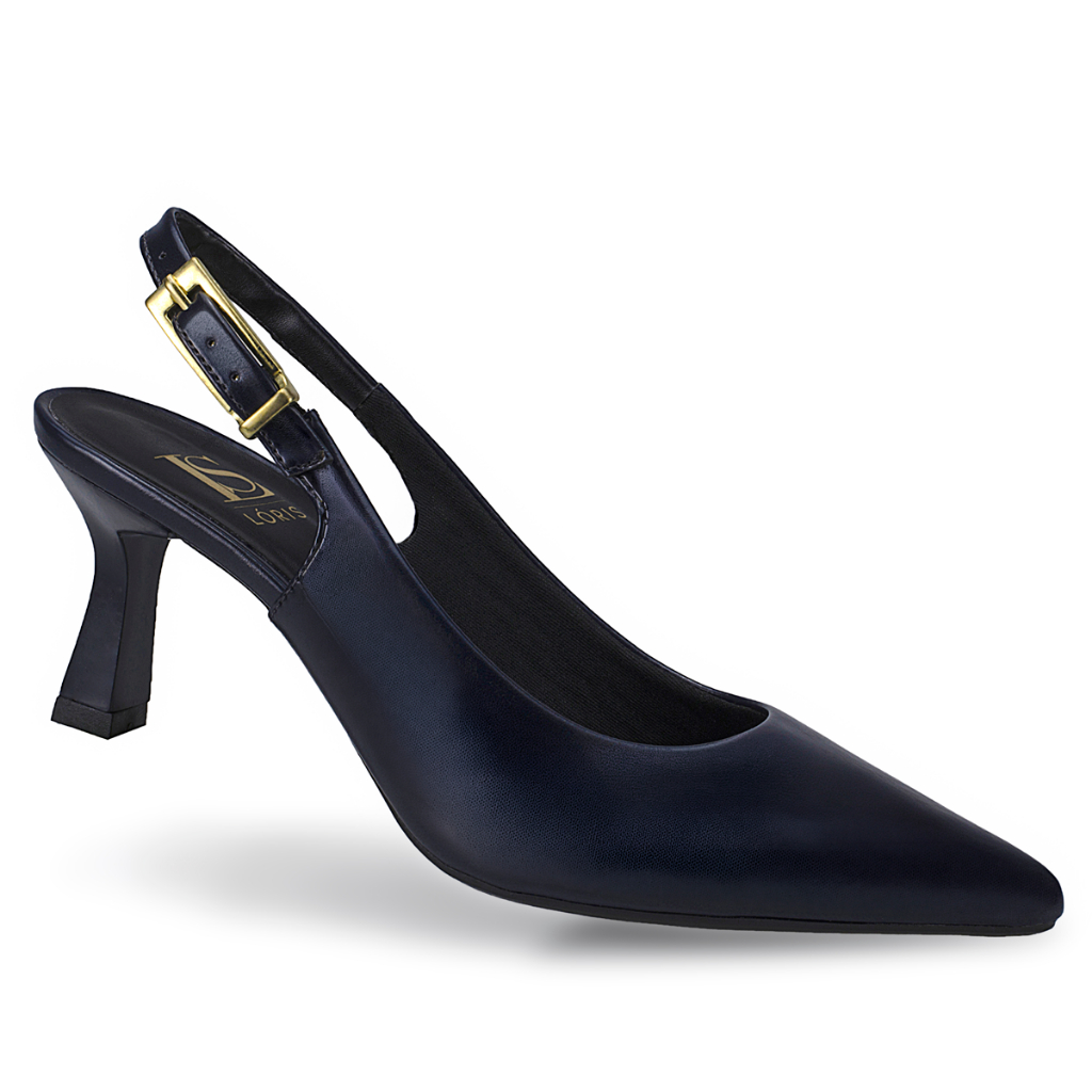 Scarpin Feminino Slingback Salto Fino Médio Com Fivela No Cabedal Elegante E Social 028 em Oferta na Shopee