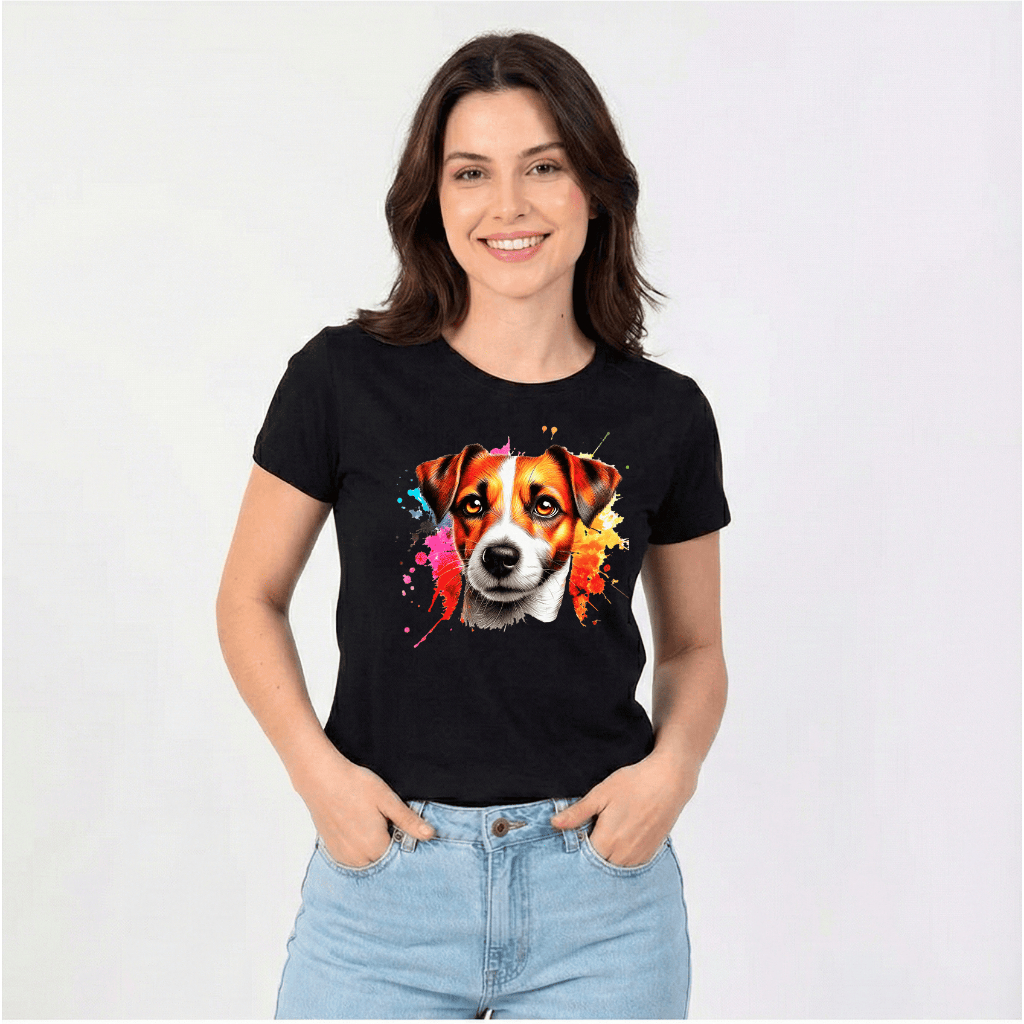 Camiseta Feminina Mãe de Pet Jack Russel Fofa Estampa Cachorro 100% Algodão Presente Pet Lover