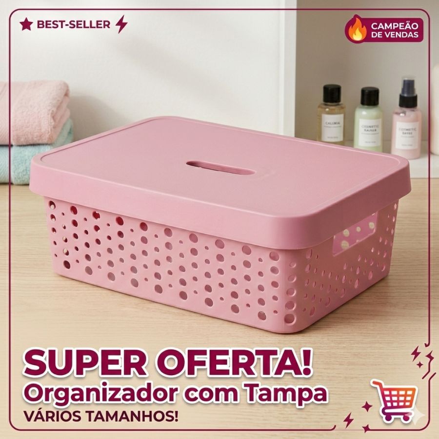 Caixa Organizadora Com Tampa 11 Litros - Usual Utilidades