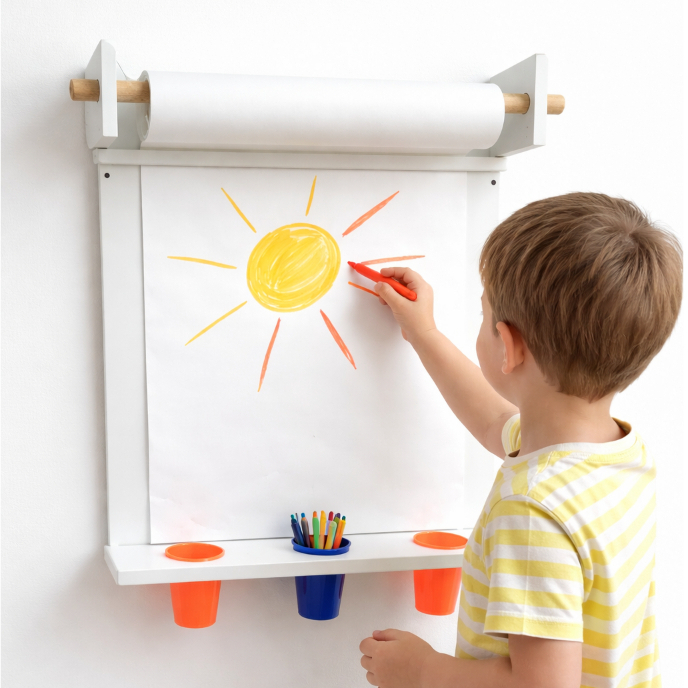 Painel Infantil Educativo Lousa Criativa para Desenho e Pintura Montessori + Bobina de Papel