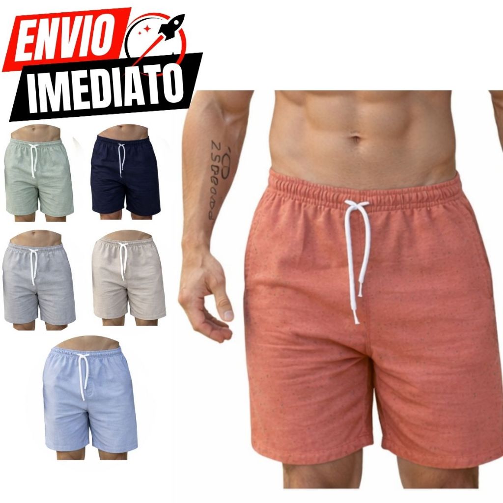 Short Mauricinho Linho Masculino Sarja Premium Bermuda Casual Slim Bermuda em Oferta na Shopee