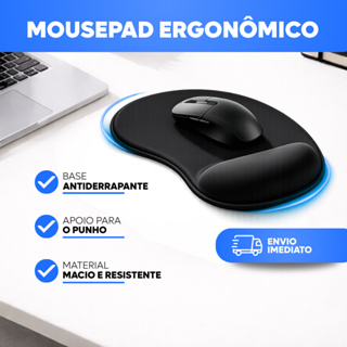 Kit Mousepad Ergonômico com Apoio de Pulso Punho Confortável Preto Antiderrapante Escritório Gamer em Oferta na Shopee