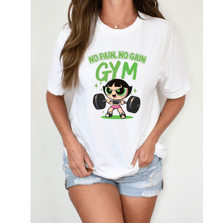 Camisa T-SHIRT Estampada Adulto Feminina Meninas Super Poderosa Docinho Academia 100% algodão envio imediato.