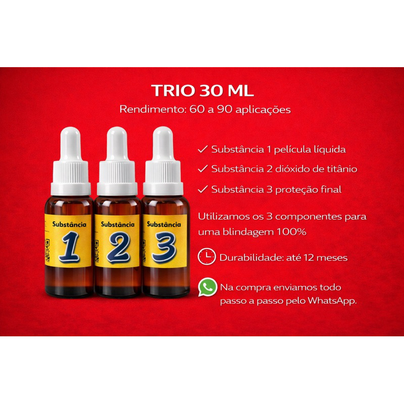 LÍQUIDO BLINDAGEM CELULAR TRIO 30ML (1,2,3) rende de 60 à 80 aplicações + fita de isolamento em Oferta na Shopee