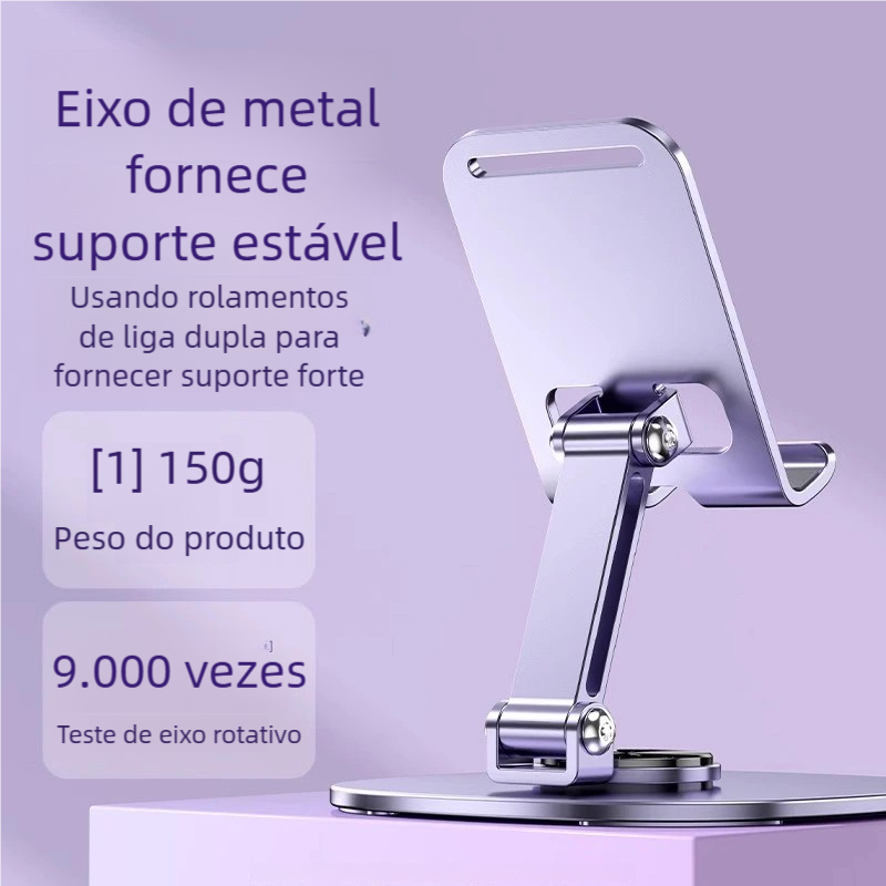 Base Rotatória 360º Suporte de Mesa - Alumínio Ajustável para Smartphone e Tablet