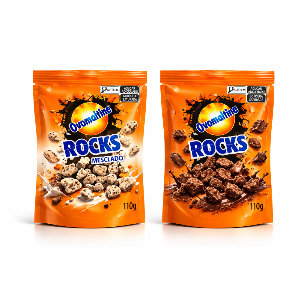 Kit C/2 Rocks Flocos Crocantes Ao Leite e Mescleado 110g Cada - Ovomaltine