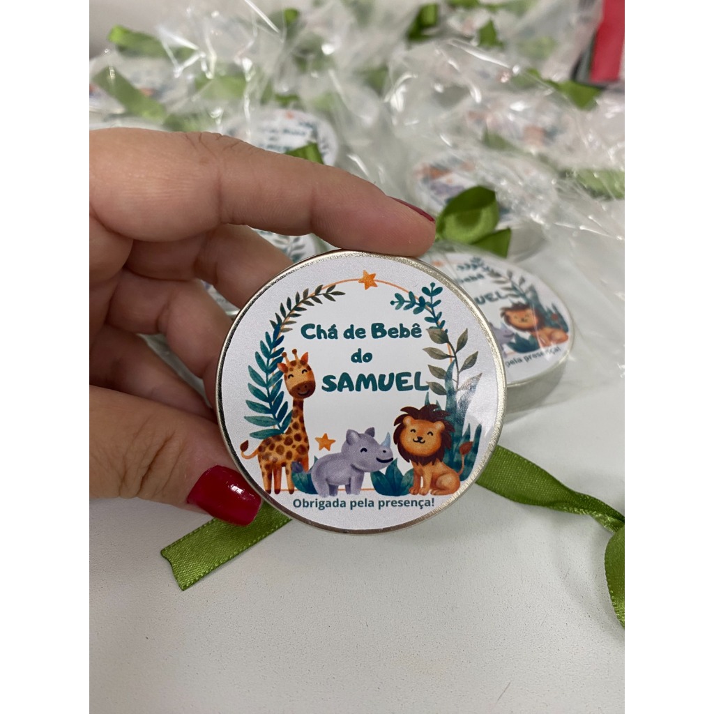 Vela Aromática Personalizada na Latinha – Lembrancinha para Chá de Bebê, Maternidade e Batizado