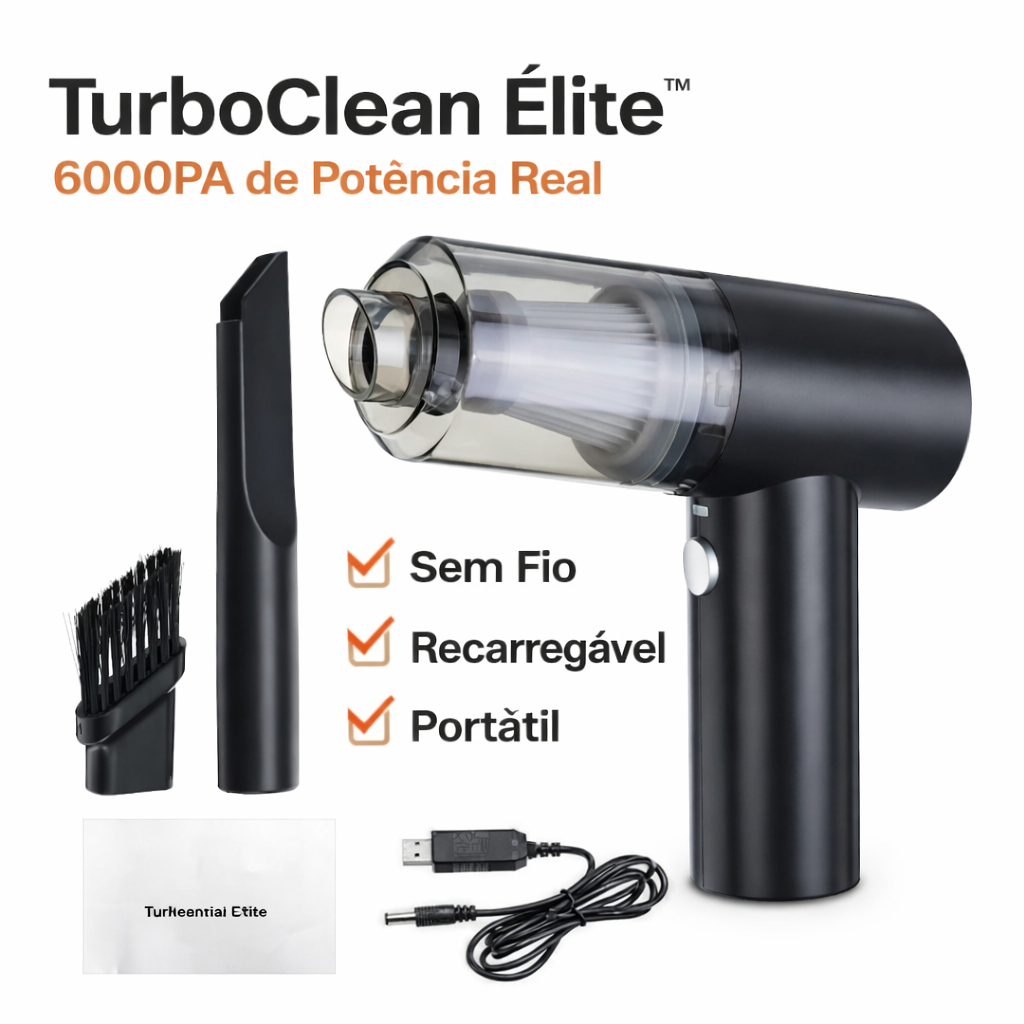 Aspirador Automotivo Sem Fio 6000PA Portátil Recarregável USB Mini Aspirador Carro Limpeza Veicular