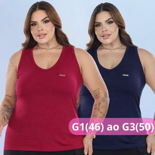Kit 2 Regata Plus Size Blusa Feminina G1 ao G3 Confortável Moda Casual Básica Elegante Viscolycra Ragatão para Academia em Oferta na Shopee