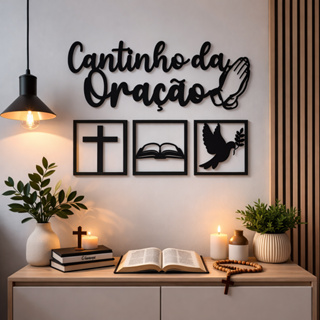 Kit Quadro Vazado Cantinho da Oração 4 Peças Montado Decoração Maravilhosa para Sala, Quarto em Oferta na Shopee