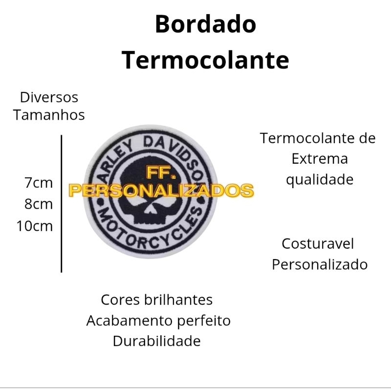 Patch Bordado Harley Caveira Termocolante Patch