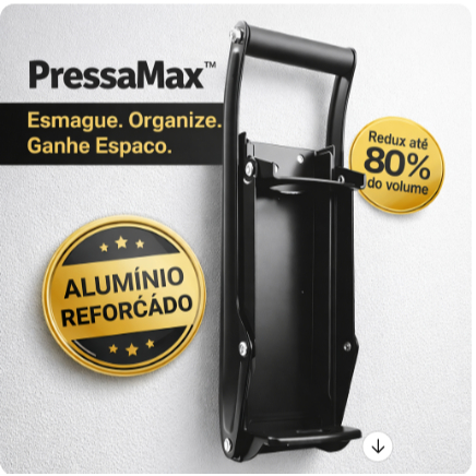 Amassador de Latas e Garrafas Alumínio Reforçado Prensa Manual de Parede Reciclagem
