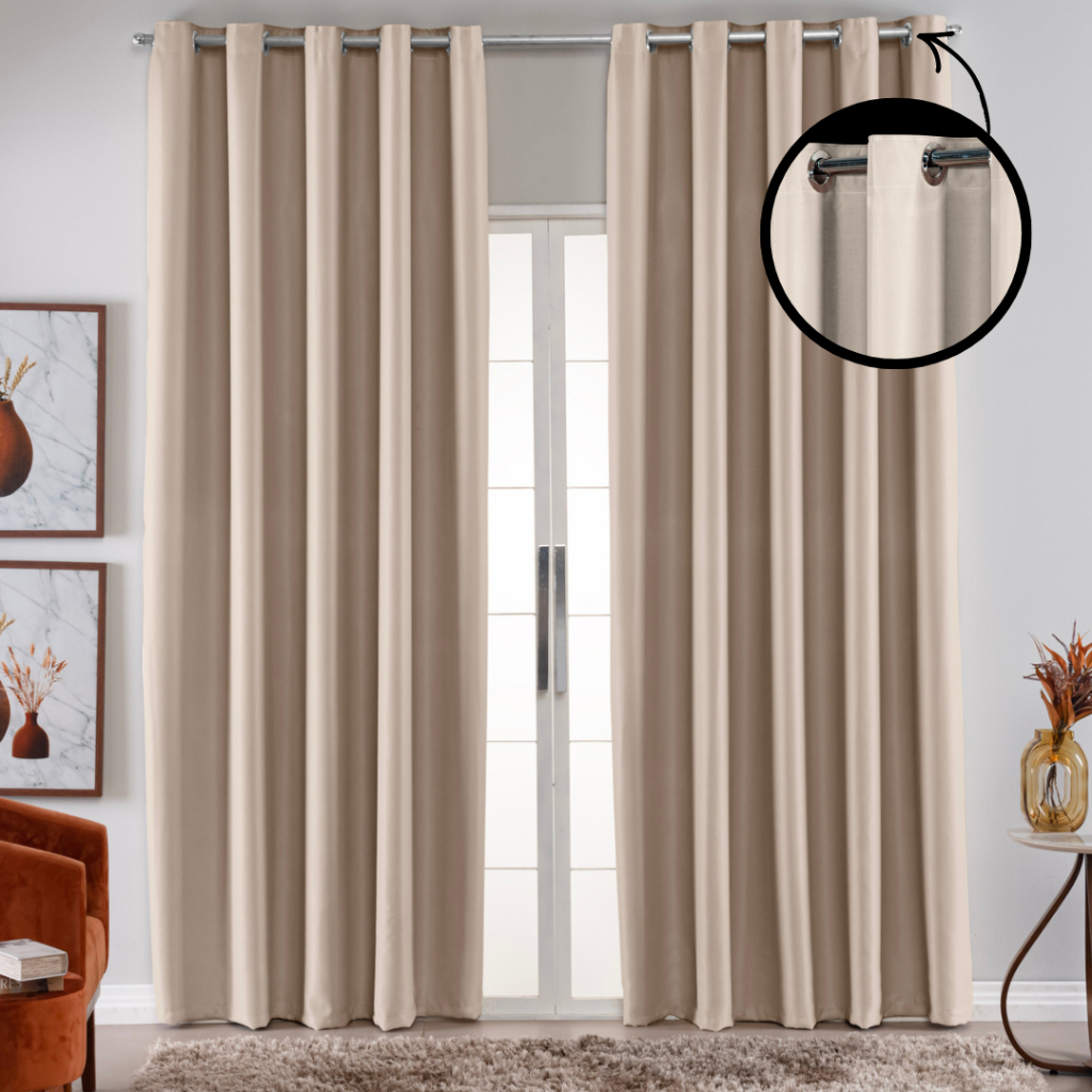 Cortina Blackout em Tecido Premium Corta Luz Com Ilhos Sala Quarto Blecaute Varias Medidas a Escolha