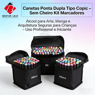24/30/36/48/60/80/100 Cores Caneta Marcadora De Cabeça Dupla Oleosa Montagem Artística Para Estudantes Material Escolar em Oferta na Shopee