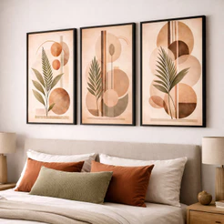Trio Quadros Decorativos 40x60 cm Para Sala Compacta