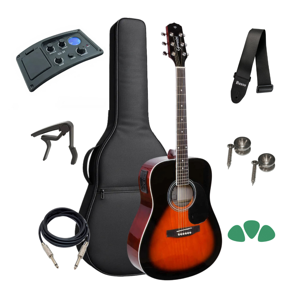 Imagem Violão Folk Giannini Gd1 Eq 3ts Elétrico+correia+capa + Kit